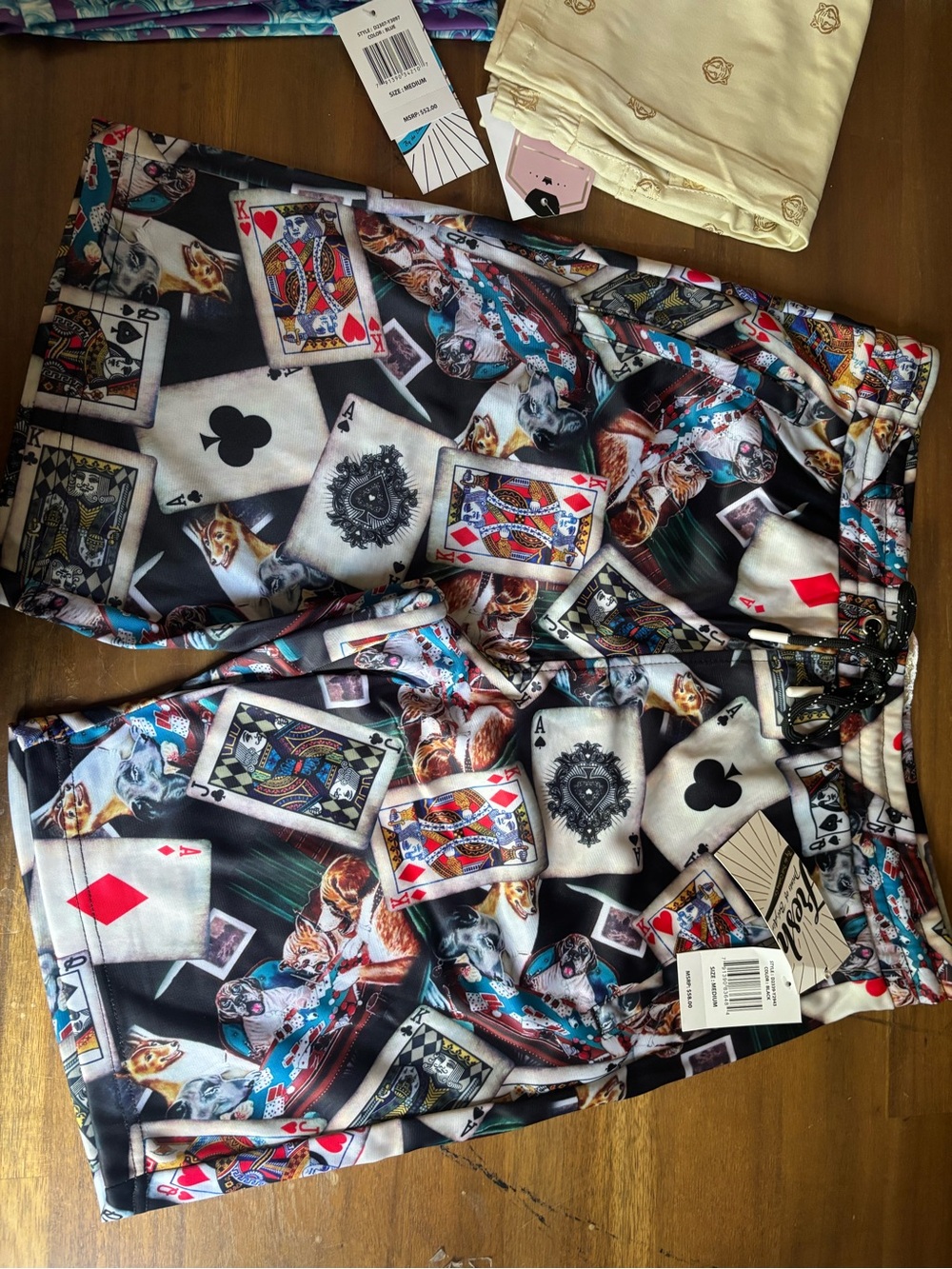 fresh Multicolor Playing Cards & Animal Print Shorts